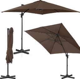 Uniprodo Parasol ogrodowy boczny na wysięgniku kwadratowy brązowy 250x250 cm