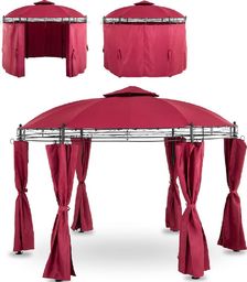  Uniprodo Pawilon ogrodowy namiot altana składana okrągła ze ścianami śr. 3.5 m czerwone wino Pawilon ogrodowy namiot altana składana okrągła ze ścianami śr. 3,5 m czerwone wino