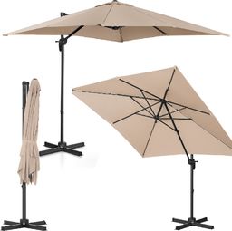 Uniprodo Parasol ogrodowy boczny na wysięgniku kwadratowy 250 x 250 cm kremowy Parasol ogrodowy boczny na wysięgniku kwadratowy 250 x 250 cm kremowy