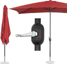 Uniprodo Parasol ogrodowy prostokątny z korbką Bordowy 200x300 cm