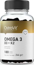 OstroVit OstroVit, Omega 3 D3+K2, 180 kapsułek - Długi termin ważności!