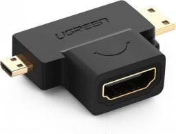 Adapter AV Ugreen HDMI Micro - HDMI Mini - HDMI czarny (UGR636BLK)