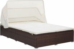  vidaXL 2-osobowy leżak z poduszką, polirattan, brązowy