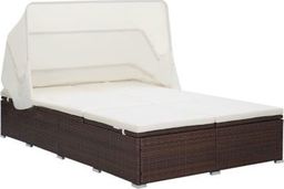  vidaXL 2-osobowy leżak z poduszką, polirattan, brązowy