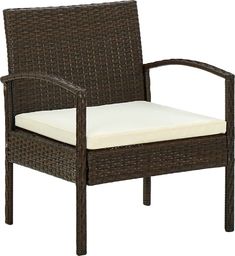  vidaXL Krzesło ogrodowe z poduszką, polirattan, brązowy