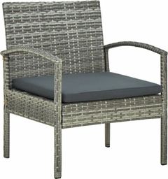  vidaXL Krzesło ogrodowe z poduszką, polirattan, szare
