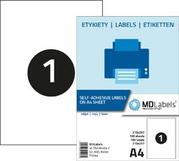 MD Labels Papier samoprzylepne 210x297mm 100ark A4 mat