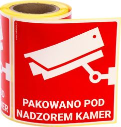  MD Labels Naklejki Etykiety Ostrzegawcze Pakowano pod nadzorem kamer 100szt