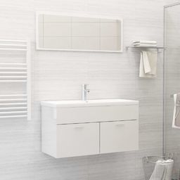  vidaXL 2-cz. zestaw mebli łazienkowych, wysoki połysk, biały, płyta