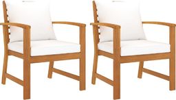  vidaXL Krzesła ogrodowe, 2 szt., kremowe poduszki, drewno akacjowe