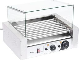 vidaXL Grill 9-rolkowy do hot dogów ze szklaną pokrywą, 1800 W
