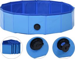  vidaXL Składany basen dla psa, niebieski, 80 x 20 cm, PVC