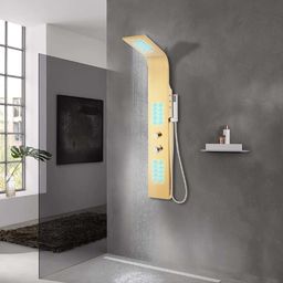 Zestaw prysznicowy vidaXL 201 z deszczownicą z baterią złoty (147716)