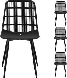  Fromm & Starck Krzesło plastikowe nowoczesne z ażurowym oparciem do 150 kg 4 szt. czarne Krzesło plastikowe nowoczesne z ażurowym oparciem do 150 kg 4 szt. czarne