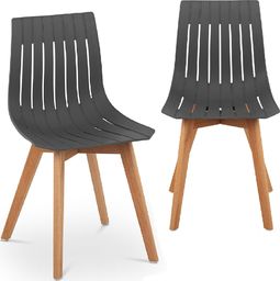  Fromm & Starck Krzesło plastikowe z drewnianymi nogami do domu gabinetu do 150 kg 2 szt. szare Krzesło plastikowe z drewnianymi nogami do domu gabinetu do 150 kg 2 szt. szare