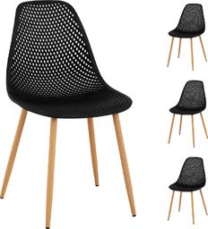  Fromm & Starck Krzesło skandynawskie plastikowe ażurowe ze stalowymi nogami do 150 kg 4 szt. czarne Krzesło skandynawskie plastikowe ażurowe ze stalowymi nogami do 150 kg 4 szt. czarne