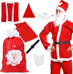  Springos Strój świętego Mikołaja 7 elementowy z workiem czerwony kostium UNIWERSALNY