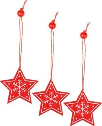  Springos Świąteczne zawieszki 4,5cm drewniane gwiazdy zestaw 3 szt. UNIWERSALNY