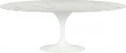 King Home Stół TULIP ELLIPSE MARBLE ARABESCATO - biały - blat owalny marmurowy, metal