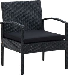  vidaXL Krzesło ogrodowe z poduszką, polirattan, czarne