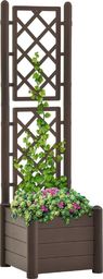  vidaXL Skrzynia na rośliny z trejażem, 43x43x142 cm, PP, kolor mokka