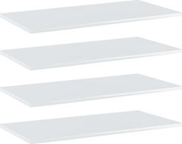  vidaXL Półki na książki, 4 szt., wysoki połysk, białe, 80x40x1,5 cm