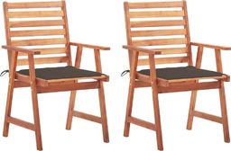 vidaXL Krzesła ogrodowe z poduszkami, 2 szt., lite drewno akacjowe (3064328)