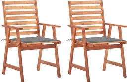  vidaXL Krzesła ogrodowe z poduszkami, 2 szt., lite drewno akacjowe