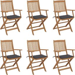  vidaXL Składane krzesła ogrodowe z poduszkami, 6 szt., drewno akacjowe