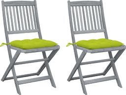  vidaXL Składane krzesła ogrodowe z poduszkami, 2 szt., akacjowe