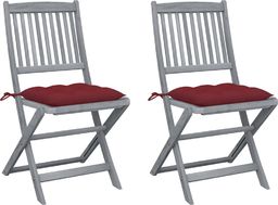  vidaXL Składane krzesła ogrodowe z poduszkami, 2 szt., akacjowe