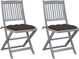  vidaXL Składane krzesła ogrodowe z poduszkami, 2 szt., akacjowe (3064559)