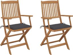  vidaXL Składane krzesła ogrodowe z poduszkami, 2 szt., drewno akacjowe