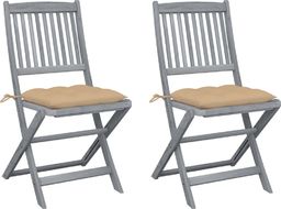  vidaXL Składane krzesła ogrodowe z poduszkami, 2 szt., akacjowe (3064554)