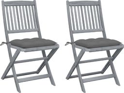  vidaXL Składane krzesła ogrodowe z poduszkami, 2 szt., akacjowe (3064552)