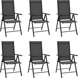  vidaXL Składane krzesła ogrodowe, 6 szt., tkanina textilene, czarne (312179)