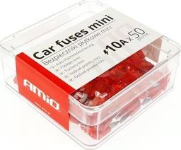  AMiO Bezpieczniki samochodowe płytkowe mini pudełko 50 szt. 10A