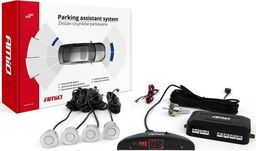  AMiO Zestaw czujników parkowania cofania LED 4 sensory srebrne