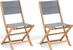  Beliani Zestaw 2 krzeseł ogrodowych drewniany jasny z szarym CESANA