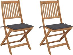  vidaXL Składane krzesła ogrodowe z poduszkami 2 szt. drewno akacjowe (3064644)