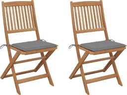  vidaXL Składane krzesła ogrodowe z poduszkami 2 szt. drewno akacjowe (3064645)