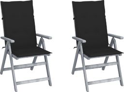  vidaXL Rozkładane krzesła ogrodowe z poduszkami 2 szt. lita akacja