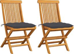  vidaXL Krzesła ogrodowe z antracytowymi poduszkami 2 szt. tekowe (3062475)