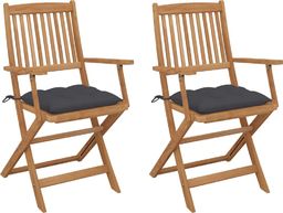  vidaXL Składane krzesła ogrodowe z poduszkami 2 szt. drewno akacjowe (3064605)