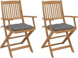  vidaXL Składane krzesła ogrodowe z poduszkami 2 szt. drewno akacjowe