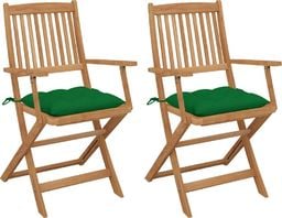  vidaXL Składane krzesła ogrodowe z poduszkami 2 szt. drewno akacjowe (3064610)