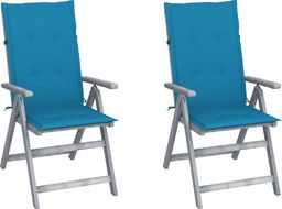  vidaXL Rozkładane krzesła ogrodowe z poduszkami 2 szt. lita akacja (3064702)