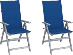  vidaXL Rozkładane krzesła ogrodowe z poduszkami 2 szt. lita akacja (3064708)