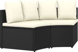  vidaXL 2-częściowa sofa ogrodowa, z poduszkami, polirattan, czarna