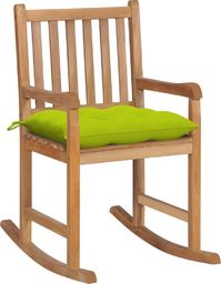  vidaXL Fotel bujany z jasnozieloną poduszką, lite drewno tekowe